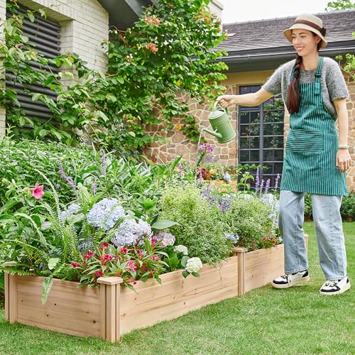 Yaheetech 8×2ft Wooden Raised Garden Bed for Flowers Vegetables Herbs Outdoor E283112