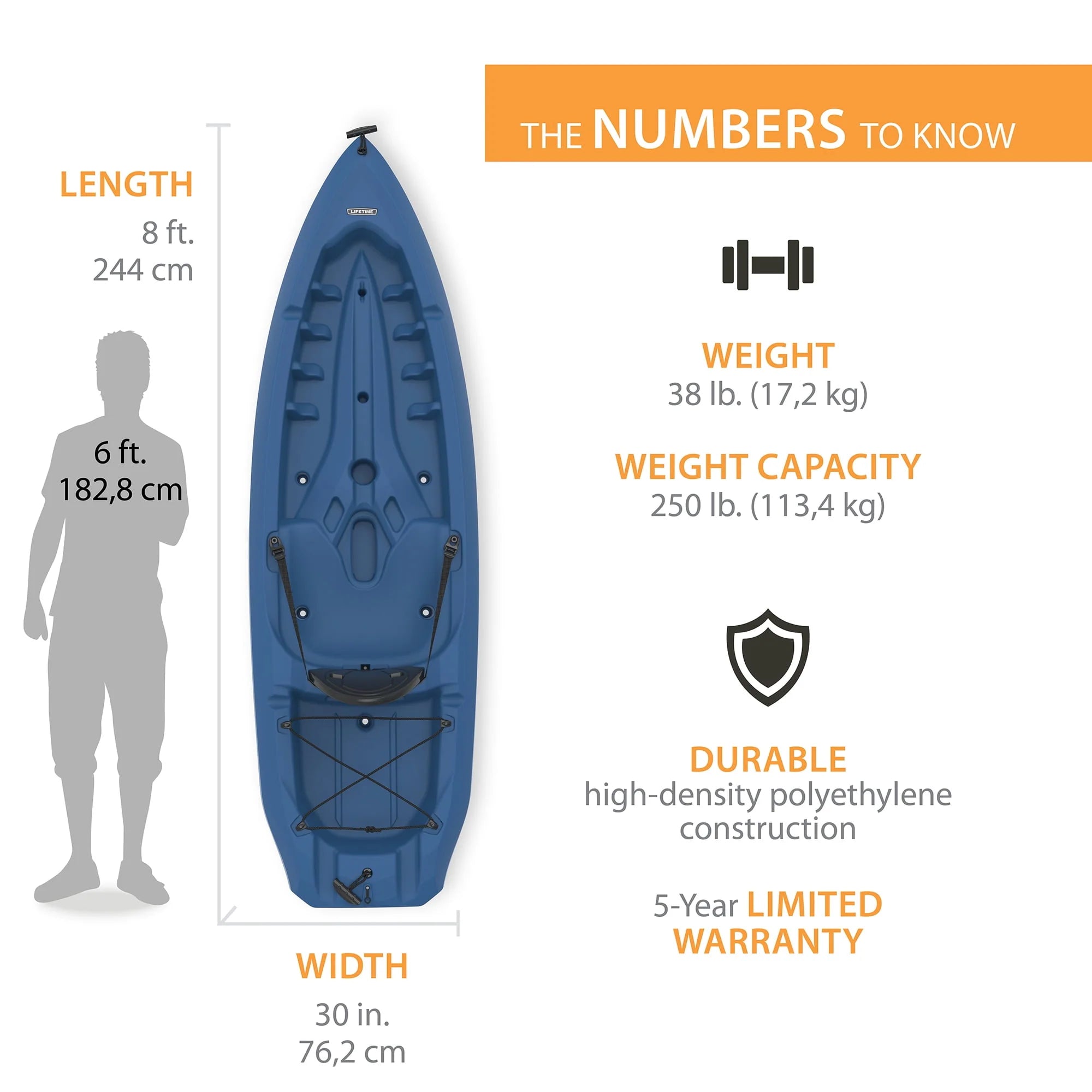 Lifetime Daylite 8 ft Sit-on-Top Kayak, Red H51700