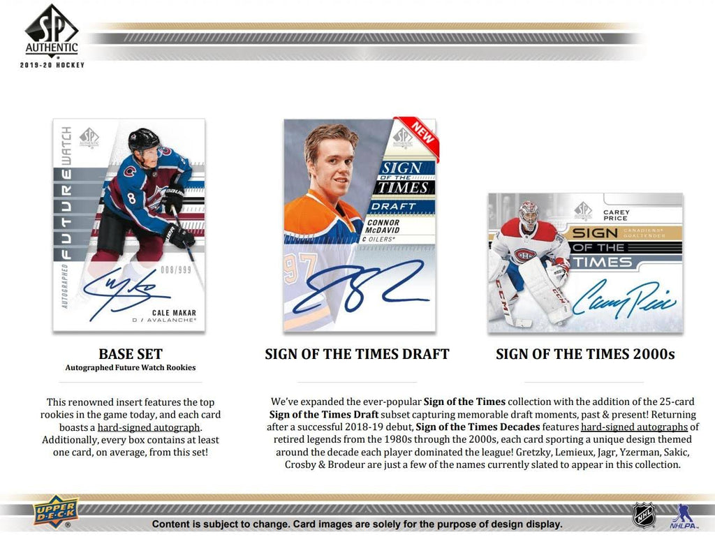 2019-20 Upper Deck SP Authentic Hockey Hobby Box T905