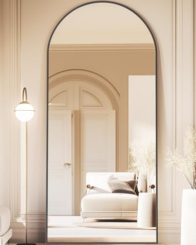 Arched Full Length Floor Mirror 76"x34" Black Freestanding I957