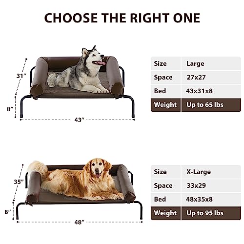 Cooling Elevated Dog Bed for Large Dogs, Waterproof Raised Cot with Headrest, Grey W43220