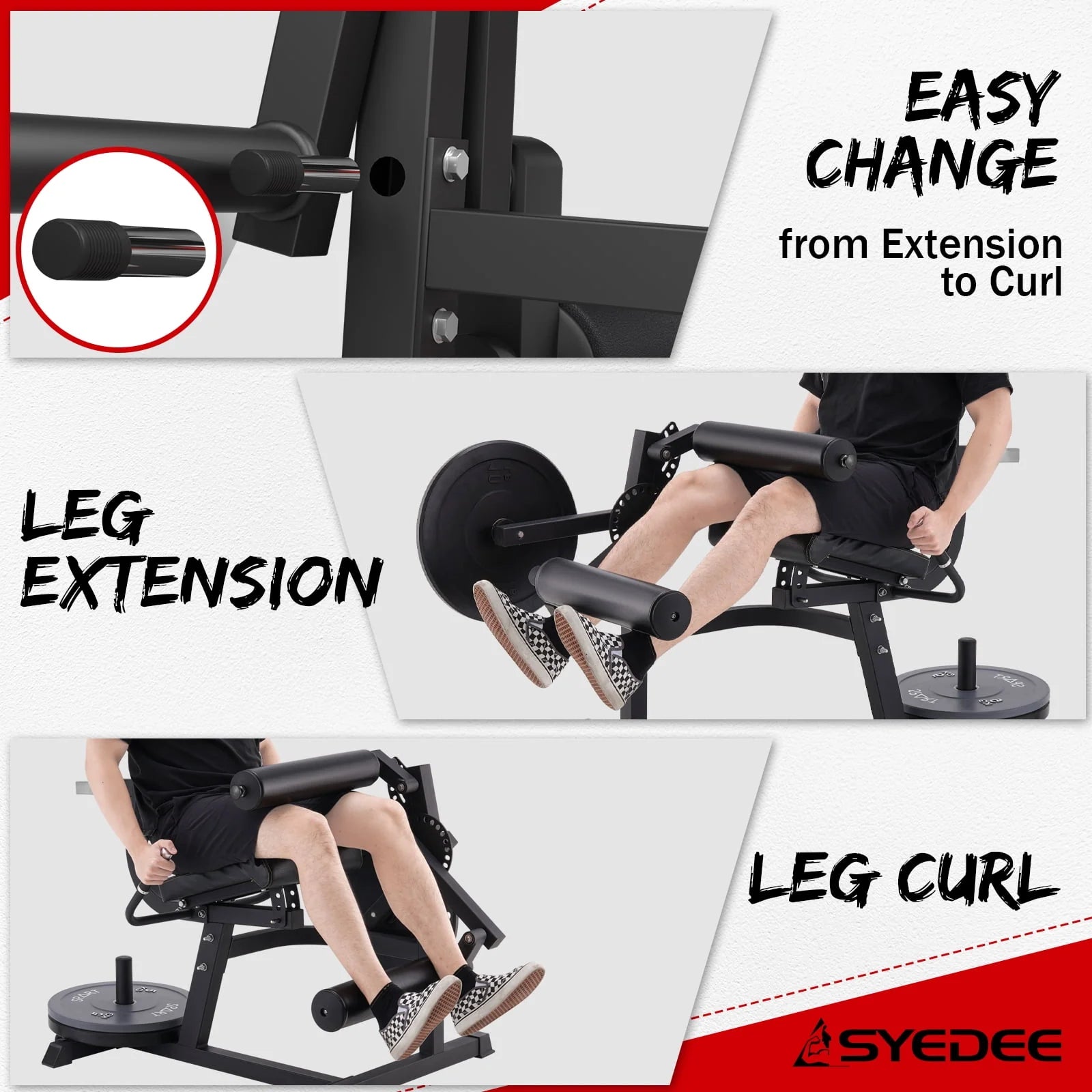syedee Leg Extension and Curl Machine, Adjustable Home Gym Bench S5156