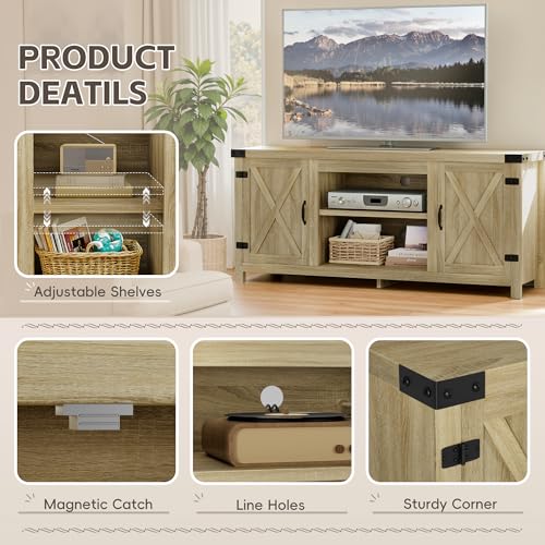 YESHOMY Modern Farmhouse TV Stand for TVs up to 65 Inch, Gray Wash O551446