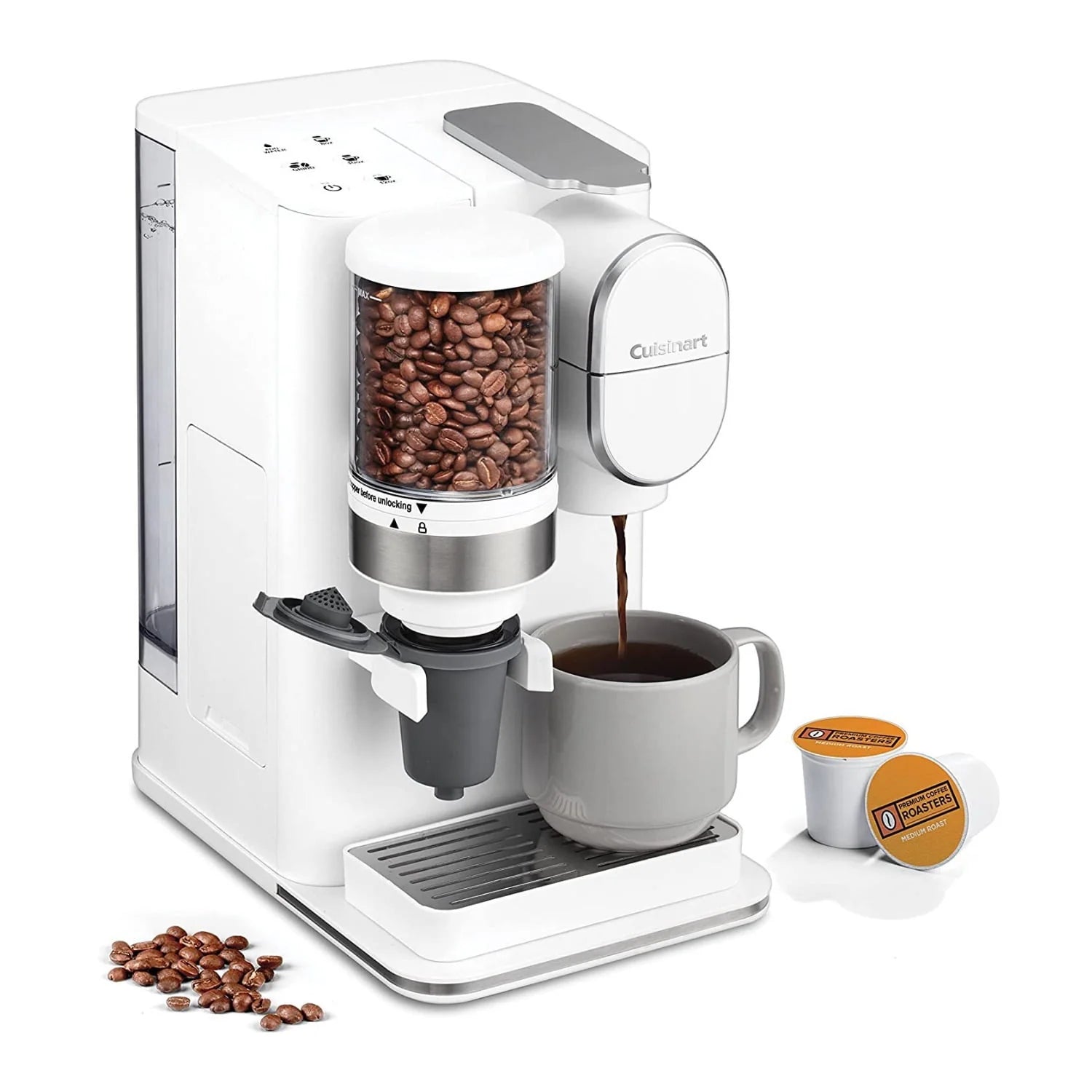 Cuisinart Conical Burr Grind and Brew Single-Serve Coffeemaker White M80450