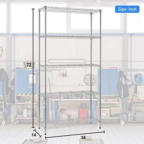4 Tier NSF Wire Shelving Unit Heavy Duty Steel Storage Rack, Black X19089