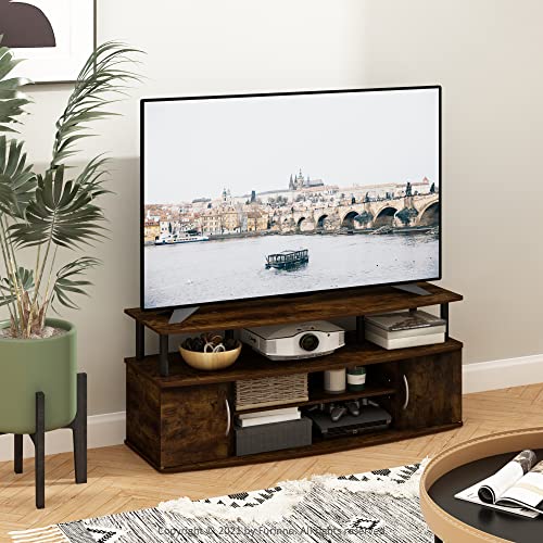 Furinno JAYA Large Entertainment Stand for TV Up to 55 Inch, French Oak Grey/Black V100781