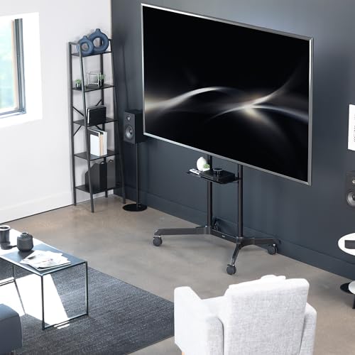 VIVO Mobile TV Cart for 32-83 inch Screens, Rolling Stand with Locking Wheels, Black F79048
