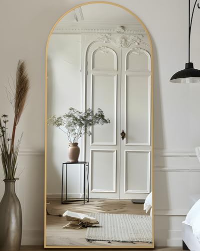 Arched Full Length Floor Mirror 76"x34" Black Freestanding I957