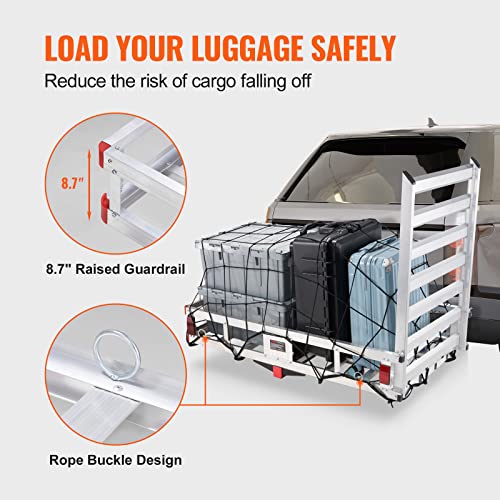 VEVOR Hitch Cargo Carrier 500lbs Capacity Aluminum with Folding Ramp for 2" Receiver B436