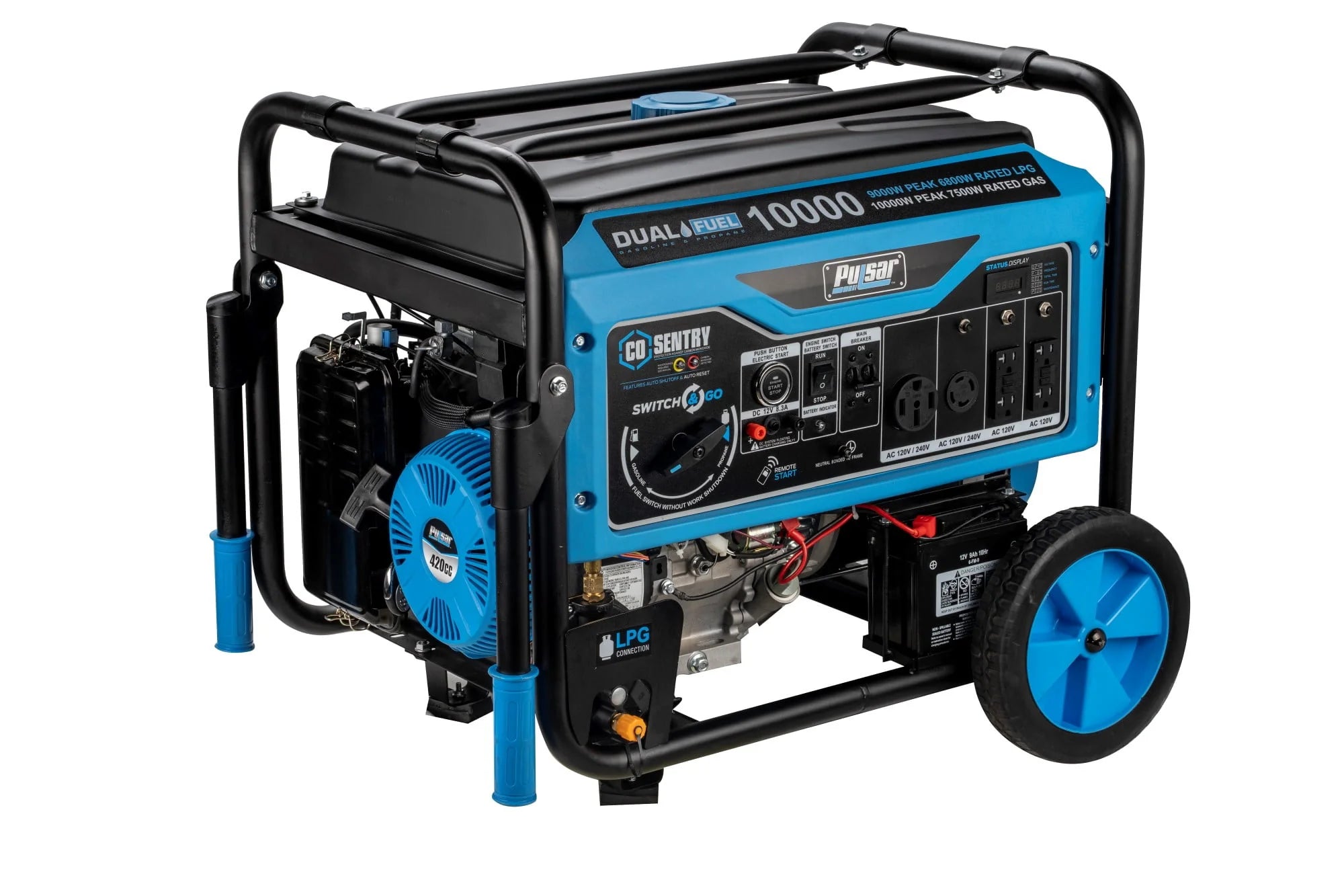 Pulsar 10,000 Watt Dual Fuel Portable Generator with Remote Start O822