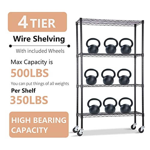 4 Tier NSF Wire Shelving Unit Heavy Duty Steel Storage Rack, Black X19089