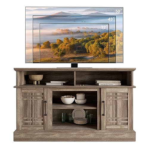 BELLEZE Norrell 48" Farmhouse Wood TV Stand for TVs up to 50 Inch, White R284