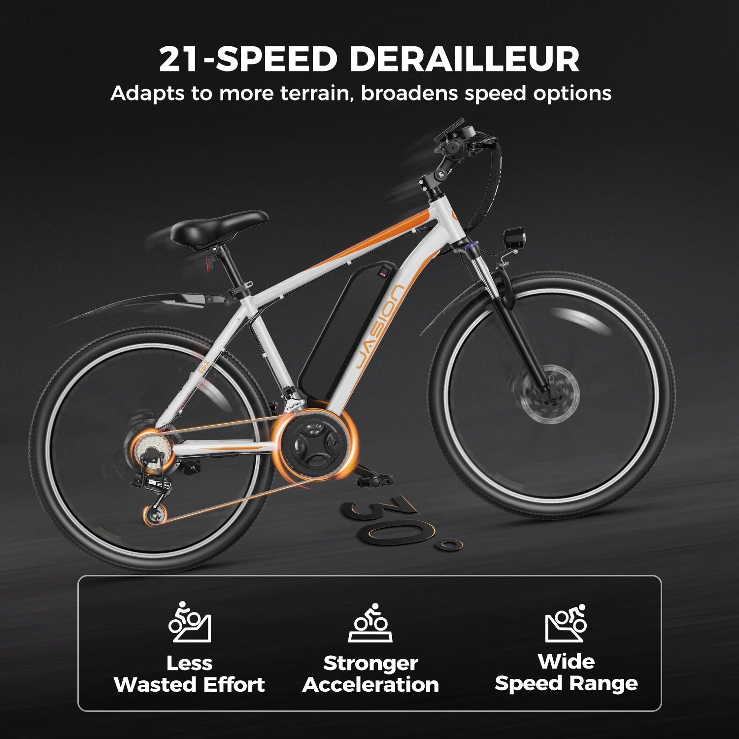 Jasion EBX 26 Electric Bike for Adults, 500W Motor, Removable Battery E693735