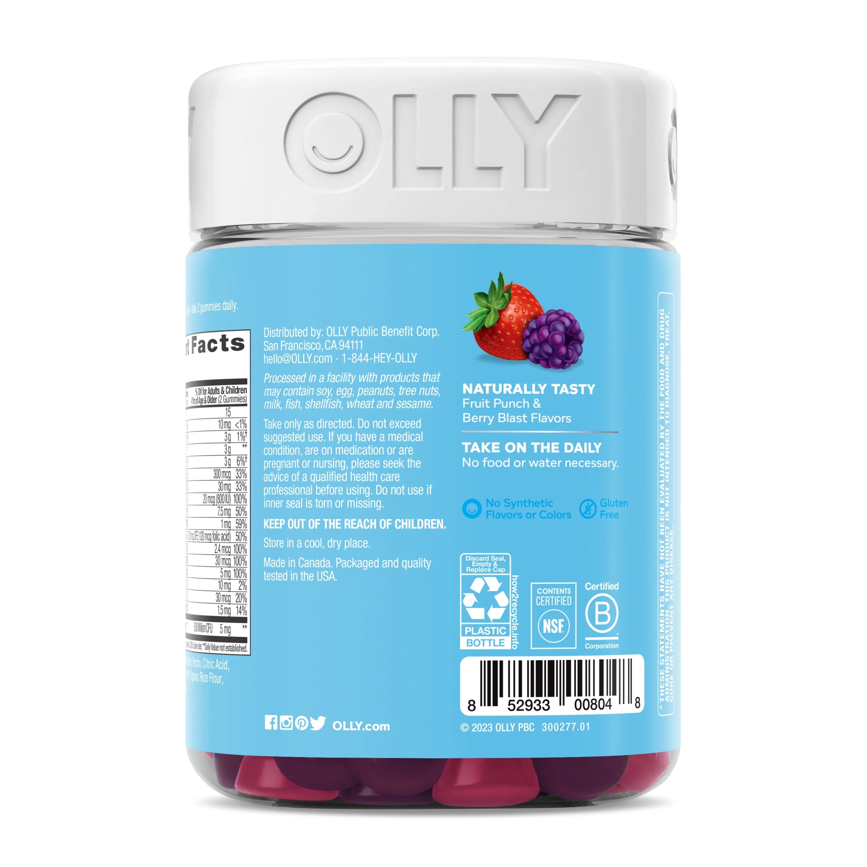 OLLY Kids Multivitamin + Probiotic Gummy, Berry, 100 Ct C887776