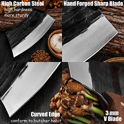 BLADESMITH Meat Cleaver Bone Chopper Knife, 6.3'' Stainless Steel Blade with Pear Wood Handle Q434