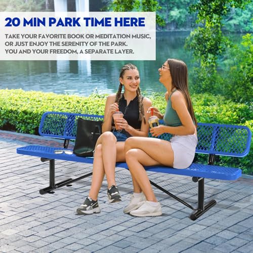 Heavy Duty Outdoor Metal Park Bench with Backrest for Garden Patio Yard K713