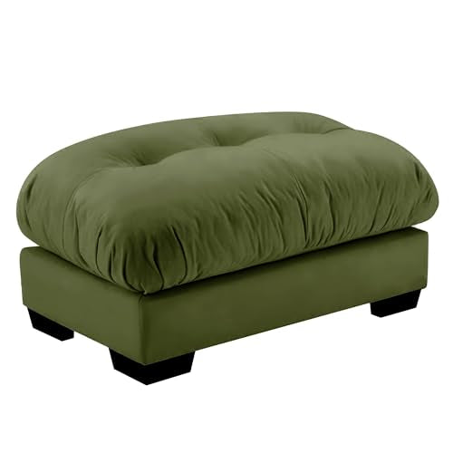 130" Modular Sectional Sofa with Movable Ottoman, Velvet Upholstered, Green Y4976