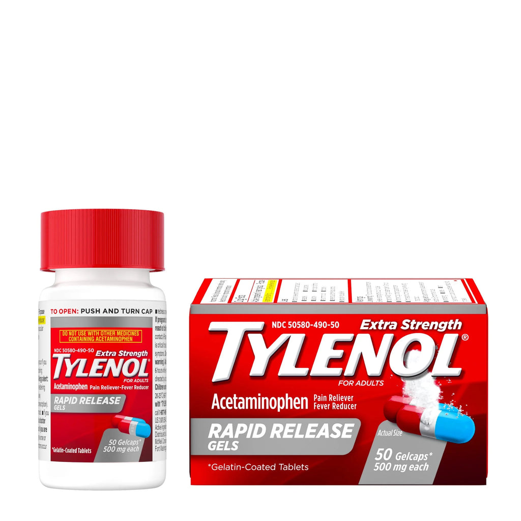 Tylenol Extra Strength Acetaminophen Rapid Release Gels, 100 ct H788