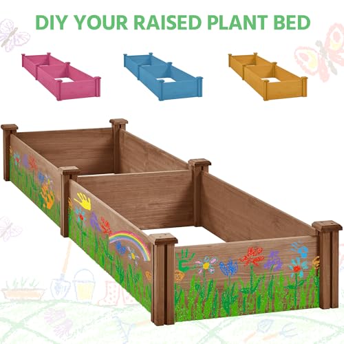 Yaheetech 8×2ft Wooden Raised Garden Bed for Flowers Vegetables Herbs Outdoor E283112