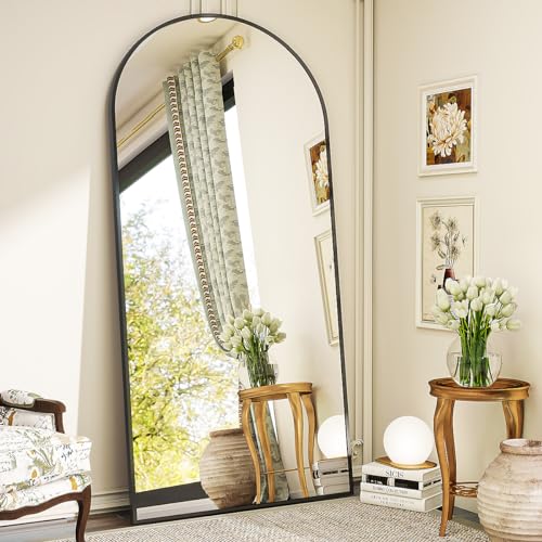 BEAUTYPEAK 65"x24" Arched Full Length Floor Mirror, Black D361