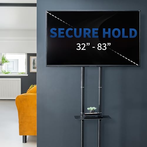 VIVO Mobile TV Cart for 32-83 inch Screens, Rolling Stand with Locking Wheels, Black F79048