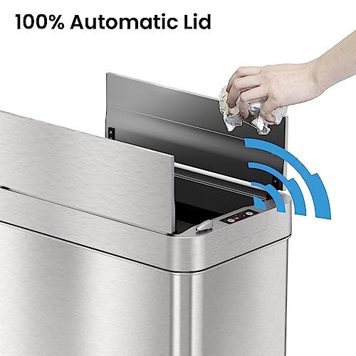 iTouchless 13 Gallon Stainless Steel Automatic Kitchen Trash Can with Lid and Odor Filter G12862