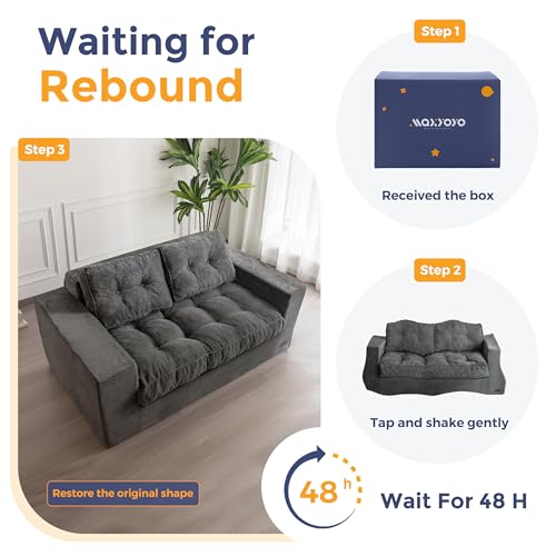 MAXYOYO 3 Seater Boneless Floor Sofa with Tufted Cushion, Beige A96326