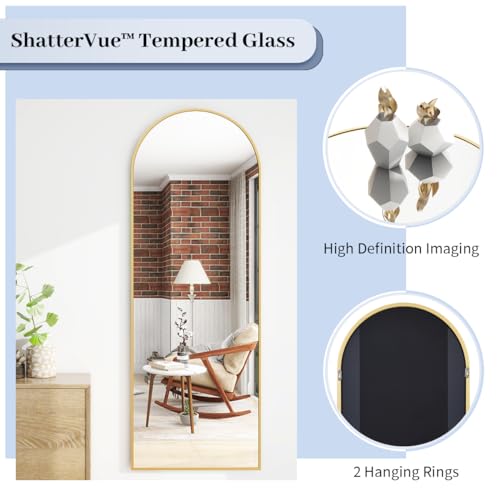 BEAUTYPEAK 65"x24" Arched Full Length Floor Mirror, Black D361