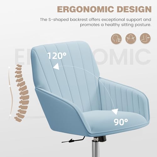 Velvet Home Office Chair with Gold Base, Swivel Desk Chair with Wheels (Cream) Z435471