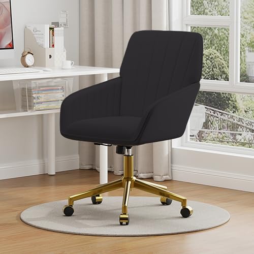 Velvet Home Office Chair with Gold Base, Swivel Desk Chair with Wheels (Cream) Z435471