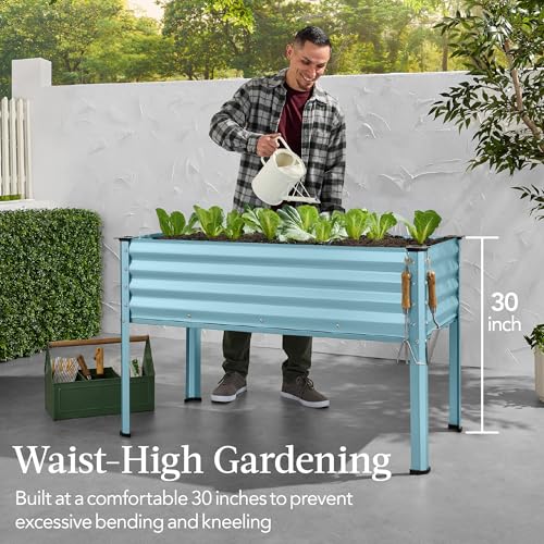 Best Choice Products 48x24x30in Galvanized Raised Garden Bed, Metal Elevated Planter Box, Dark Green S888804