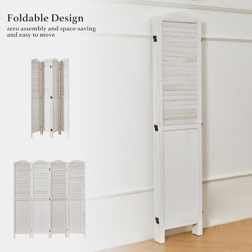 Room Partitions and Dividers, 5.6 Ft Tall Folding Wood Screen, 4 Panels S6959