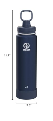Takeya Actives Water Bottle with Spout Lid, 18 oz, Midnight Blue W579