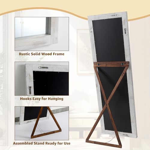 MELOMOIR Rustic Farmhouse Full Length Mirror 64"x21" Wood Frame Floor Mirror U91698
