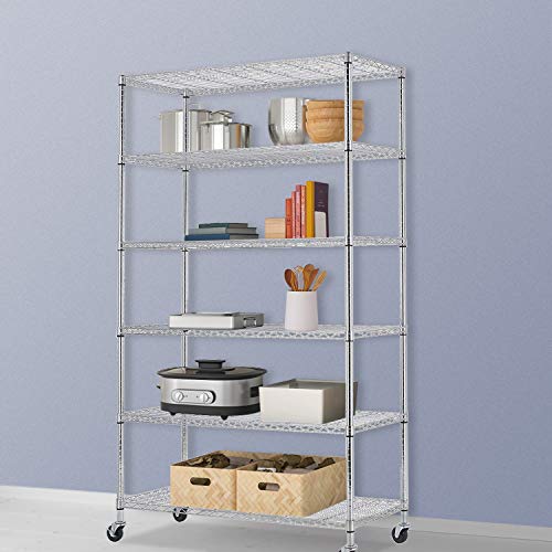 4 Tier NSF Wire Shelving Unit Heavy Duty Steel Storage Rack, Black X19089