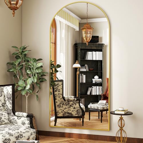 BEAUTYPEAK 65"x24" Arched Full Length Floor Mirror, Black D361