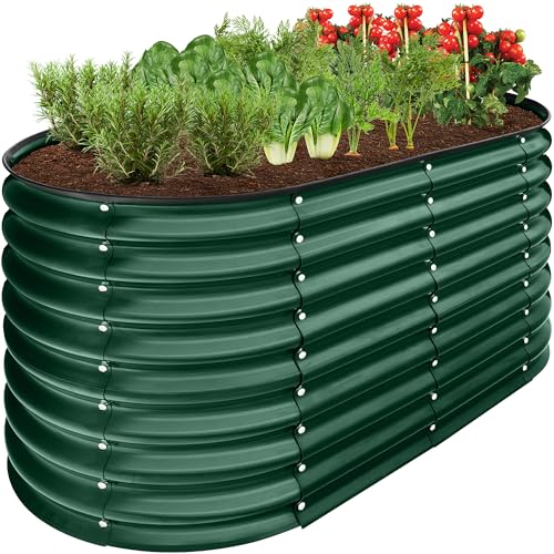 Best Choice Products 8x2x2ft Metal Raised Garden Bed Oval Planter Box for Vegetables, Herbs B5622
