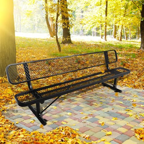 Heavy Duty Outdoor Metal Park Bench with Backrest for Garden Patio Yard K713