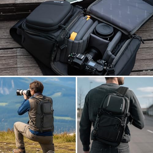 TARION Waterproof Camera Sling Bag with Raincover Tripod Holder Black M953560