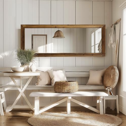 MELOMOIR Rustic Farmhouse Full Length Mirror 64"x21" Wood Frame Floor Mirror U91698