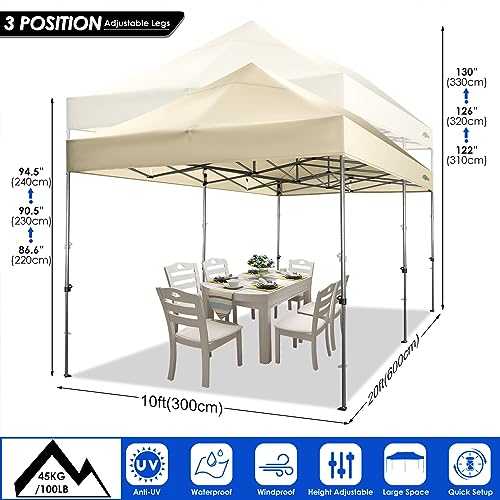 COBIZI 10x20 Heavy Duty Pop Up Canopy Tent with 6 Sidewalls, White A84790