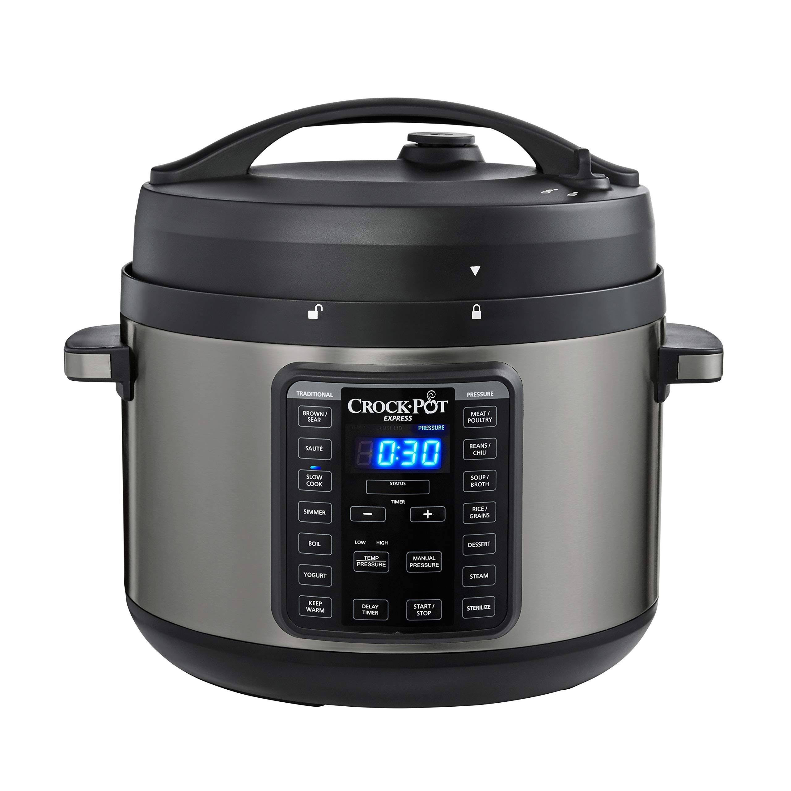 Crock-pot Express 10-Qt. Black Stainless Easy Release Pressure Cooker - Megean