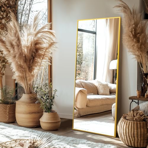 Delma Wall Full Length Mirror with Aluminium Frame, 56x15, Black Z730