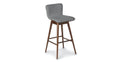 Swivel Bar Stool, Gray Fabric, Walnut Legs | Article Sede Modern Furniture