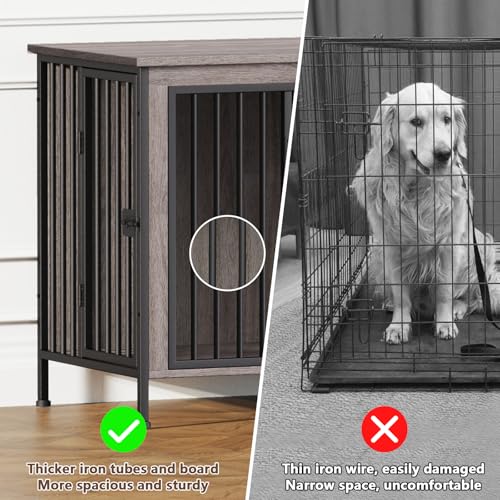 EasyCom XL Wooden Dog Crate Furniture for Medium and Large Breeds, 2 Doors A673