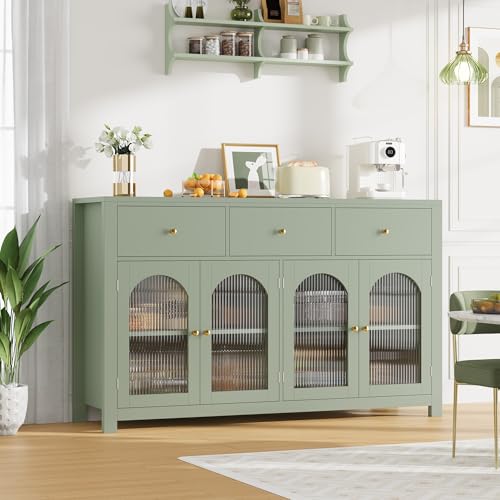FINETONES Buffet Cabinet with Storage, 55.1" Farmhouse Sideboard, Black C356454