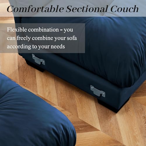130" Modular Sectional Sofa with Movable Ottoman, Velvet Upholstered, Green Y4976