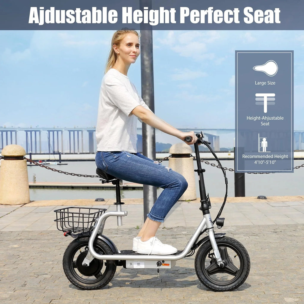 Caroma 500W Electric Scooter with Seat for Adult, 14 inch, 20 MPH F719250