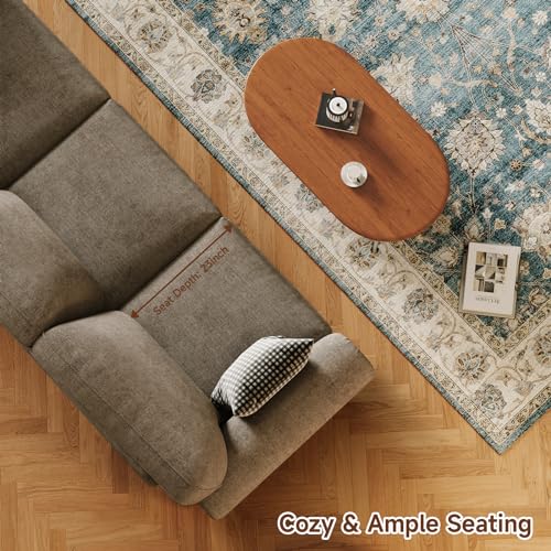 90 Inch Nailhead Trim Chenille Sofa for Living Room, Beige L968714