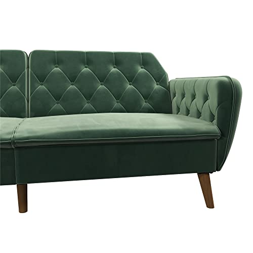 Novogratz Tallulah Memory Foam Futon Convertible Couch, Camel Faux Leather F5939